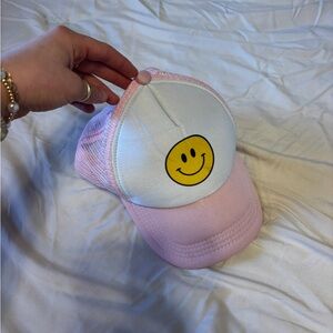 Pink and White Smiley Face Cap